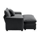 Classic Modern Deep Seat Sofa with Footstool and Pillow, Grey Corduroy, Living Room & Bedroom