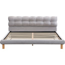 King Size Upholstered Platform Bed Frame with Cookie-Shaped Soft Headboard, Easy Assembly, Grey