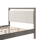 Queen Bed with Ivory Boucle Fabric Headboard, Wood Frame