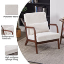 Mid-Century Modern Accent Chair, Arm Chair Living Room Chairs with Pillow Upholstered Reading Chair with Solid Wood Frame & Living Room Bedroom Balcony (beige)