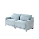 Elegant Two-Seater Chenille Fabric Sofa with Ergonomic Design and Lumbar Pillows in Sky Blue