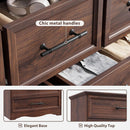 Walnut Farmhouse Dresser 7 Drawers Metallic Handles