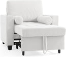 Beige Adjustable Sleeper Chair Sofa Bed Upholstered