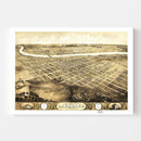 Vintage Map of Lawrence, Kansas 1869