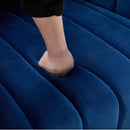 Oversized 40.35 in. Velvet Swivel Barrel Accent Chair and Ottoman Set with Storage, Navy