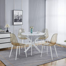 Dining Table with cross metal leg and MDF top,Modern Space Saving Kitchen Table for Living Room,WHITE legs,ROUND TABLE,90x90x75cm