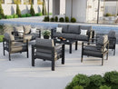 Aluminum Patio Set 7 Piece With Waterproof Covers Grey