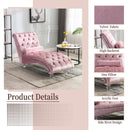 Chaise Lounge Indoor, Button Tufted Upholstered Chaise Lounge Chair With Pillow