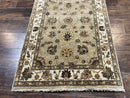 Peshawar Runner Rug 3 x 20, Wool Hand Knotted Vintage Pakistani Carpet, Olive Green & Ivory, Extra Long 20ft Hallway Runner, Floral