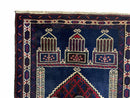 3x5 Vintage Handmade Tribal Wool Rug Balouchi Prayer Rug Afghan Rug Red Blue Wow