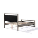 Queen Bed with Ivory Boucle Fabric Headboard, Wood Frame