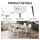 Dining Table with Sintered Stone Tabletop and Metal Legs, 63' Rectangular Modern Kitchen & Dining Room Table
