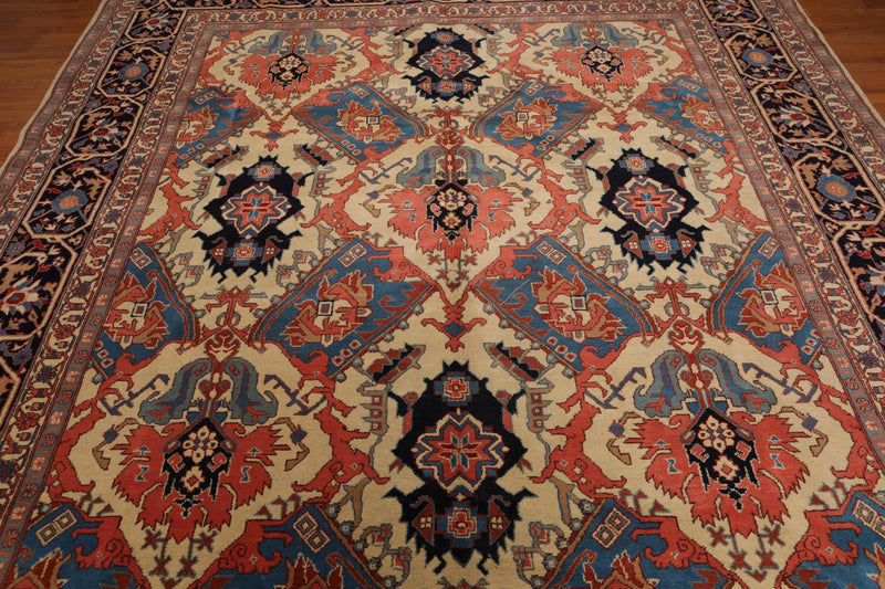 Hand knotted Rare Romanian Bakhtiari Wool Area Rug Beige 9’9" x 14’4"