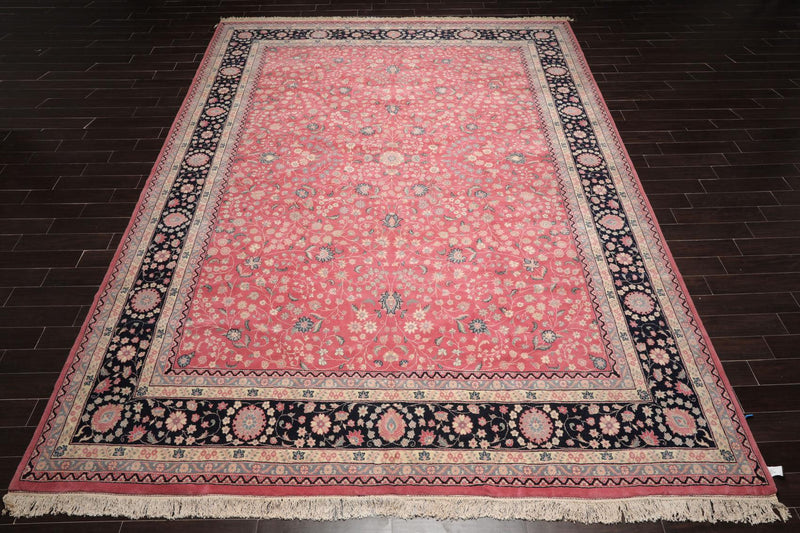 11'7" x 16'3" Rare Romanian Palace Size Hand Knotted Wool Kashaan Area Rug Pink