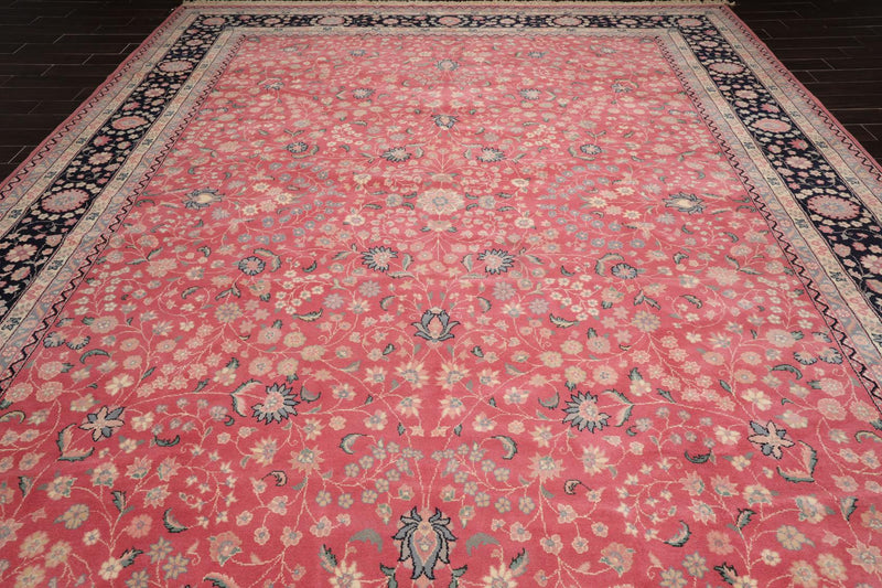 11'7" x 16'3" Rare Romanian Palace Size Hand Knotted Wool Kashaan Area Rug Pink