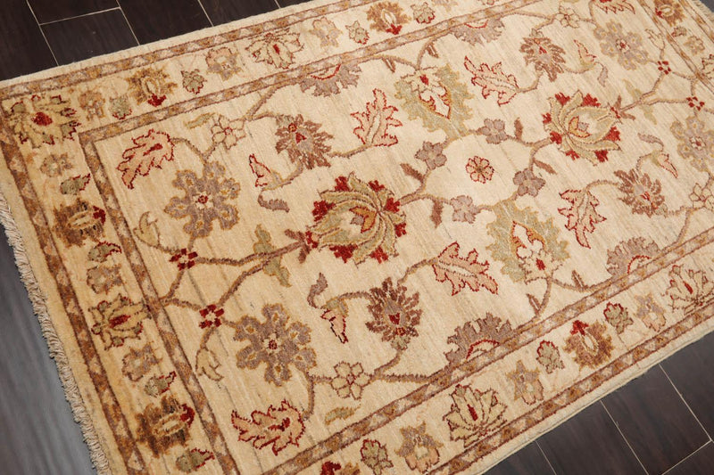 3’2” x 5’2" Hand Knotted 100% Wool Peshawar Traditional Oriental Area Rug Beige