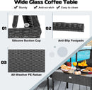 4 Piece Patio Rattan Conversation Set Glass Coffee Table