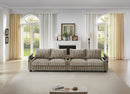 Modern 4-Seater Corduroy Sofa Couch with USB Ports, Hidden Storage Arms, and Flip-Top Cup Holders, Brown, 133 Inches