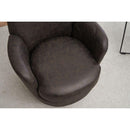 PU leather Swivel Barrel Chair, Swivel Accent Chairs Armchair for Living Room, Reading Chairs for Bedroom Comfy, Round Barrel Chairs with Gold Stainless Steel Base (Brown)