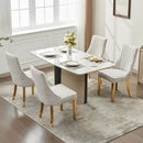Rayon Cloth Flocking Chenille Dining Chairs Channel Kitchen Dinner Chair Comfy  Fabric Upholstered Accent Chair for Dining Room with Golden Stainless Steel Plating Legs,Set of 2 (Beige), SW1647BG