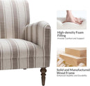 Tan Stripe Accent Chair With Wooden Legs For Living Room