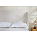 Hannah Upholstered Wingback Bed Size Queen / Tall 54' Headboard Upholstered Queen Bed / Premium Textured Canvas Chenille Look Ivory / Minimalist Designs / No Box Spring Needed / Easy Assembly / Queen