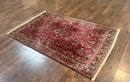 Antique Persian Sarouk Rug 4x7, Hand Knotted Wool Red Persian Carpet, Floral