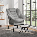 Fabric Lounge Chair With Ottoman Light Gray Overstuffed Padding