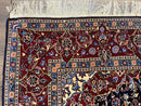 Dark Blue Persian Rug 5x8, Kork Wool Semi Antique Kashan Carpet, Very Fine Lachak Toranj Rug, Hand Knotted Floral Medallion Rug, 5 x 8 Oriental Rug