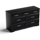 Modern 3 Drawer Bedroom Chest of Drawers with 7 Drawers Dresser, Clothes Organizer -Metal Pulls for Living Room, Bedroom, Hallway, Black, 47.6" x 15.7" x 26.6"