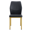 Luxury Simple Chair Set of 4 Black PU High Resilience Dining Chair with Metal Gold Legs