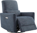 Ink Blue Power Swivel Glider Recliner With USB Charging