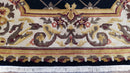 Nepal Rug 6x9, Nepalese Aubusson Area Rug 6 x 9, Hand-Knotted Wool Soft Pile Black & Beige Tibetan Aubusson New Carpet European Savonnerie