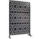 Outdoor & Indoor Privacy Screen Metal Privacy Screen 76' H×48' W, Freestanding Decorative Privacy Screen for Deck Balcony Patio, Privacy Fence Panels for Outside Lawn Garden PS118 BLACK