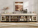 Natural Oak Contemporary Sideboard With Glass Doors