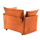 Slip-covered Armchair with 1 Big Back Cushion and 2 Big Toss Pillows, Single Deep Seat Comfy Single Couch Sofa Multiple Large Soft Pillows, Chenille Fabric, Orange