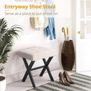 Linen Vanity Ottoman Foot Stool 16.9x12.9x18 Inches