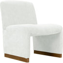 Comfy Accent Chair, Upholstered Slipper Chair, Armless Chair with Wood Legs and Soft Fabric for Living Room, Bedroom, White