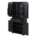Bathroom Storage Cabinet with Doors and Drawer, Multiple Storage Space, Adjustable Shelf, Black (Old Sku:WF308204AAB)