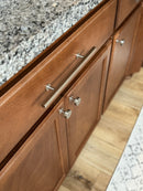 Lew's Square Bar Cabinet Knobs and Pulls in Brushed Nickel