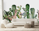 Cactus and Lama Pattern Wallpaper
