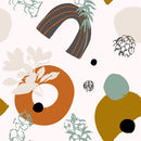 Geometrical Elements with Leaves Wallpaper