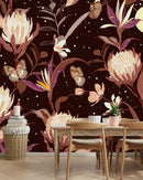 Voguish Brown Floral Wallpaper Tasteful