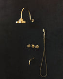 Unlacquered Brass Rainfall Shower - Unlacquered Brass Shower Set