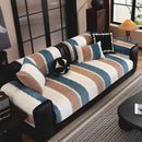Striped Colorblock Non-Slip Sectional Couch Covers, Chenille Sofa Protector Cover
