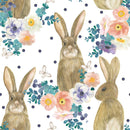 Floral Wallpaper with Hares
