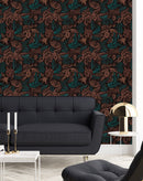Black Wallpaper with Leaves Contours