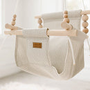 Indoor High Back Cotton Baby & Toddler Swing-Greige/Vanilla Stripe