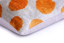 Luxury Handmade 16x16 Velvet Pillow – Gray & Gold Orange Polka Dot