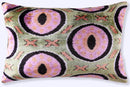 Handmade Velvet Pillow with insert – Sage Green & Lilac Circle Motif, 16x24"